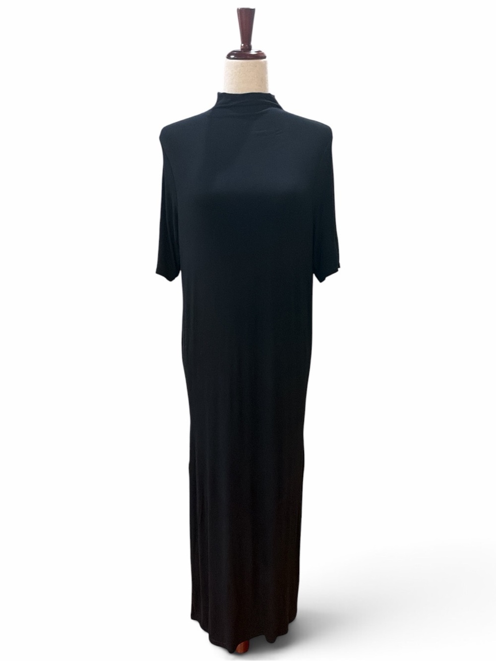 NASTY GAL COLLECTION -NWT Black Mock Neck Short Sleeve Maxi T-Shirt Dress Size 6